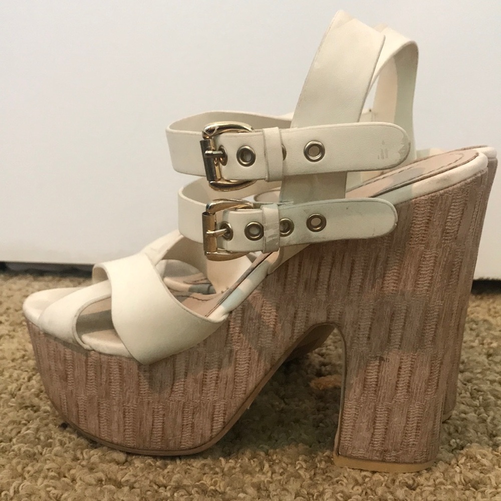Platform white wedges heels